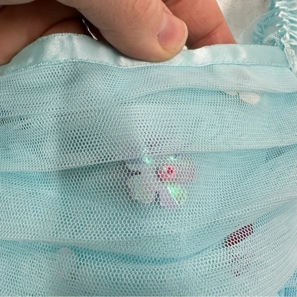 Peek Baby Girl 12-18 Month Bright Blue Tulle‎ DressRibbons Bows Sequin Flower - Picture 4 of 8